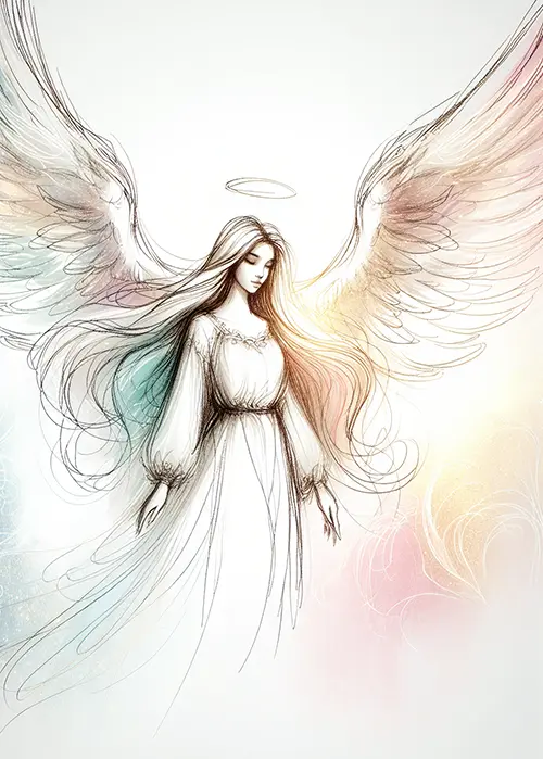 full sketch of angel with halo 