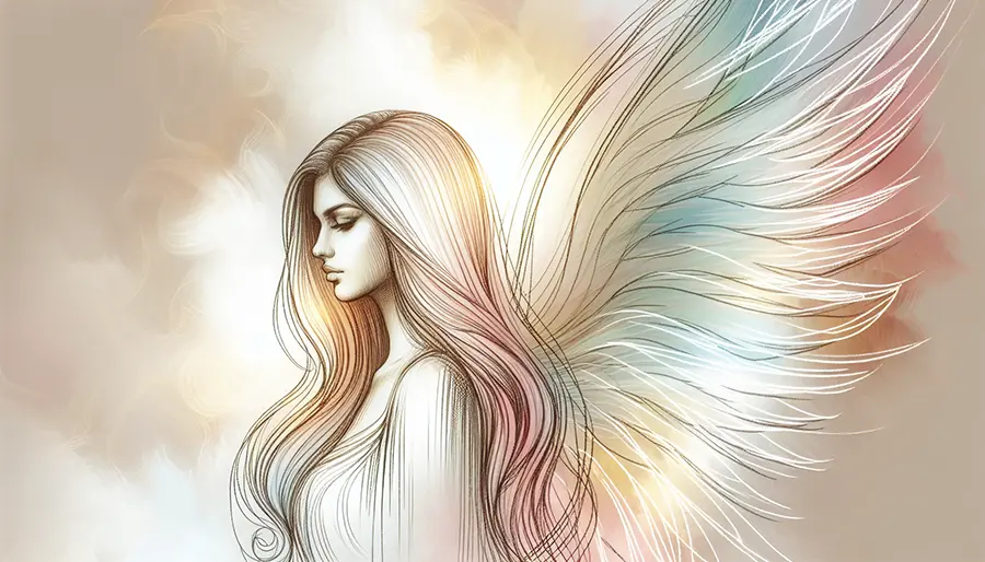 sketch of angel upper body profile