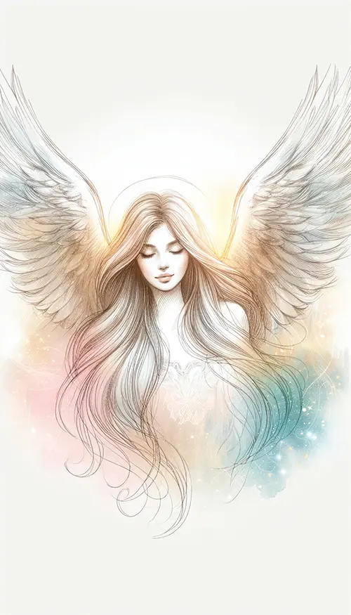 sketch of angel looking ahead