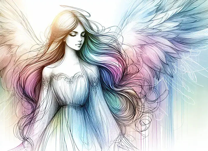 sketch of angel right side profile