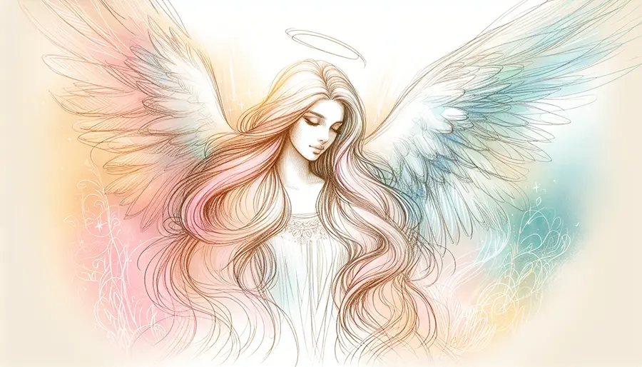 left side profile sketch of angel