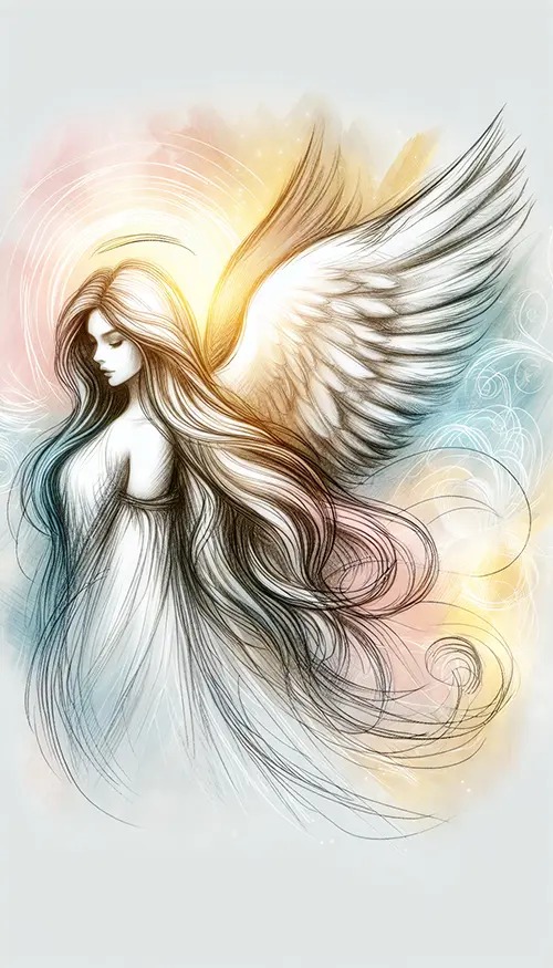 left side profile sketch of angel 