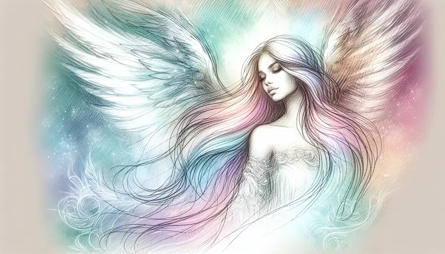 sketch of angel in sweeping motion