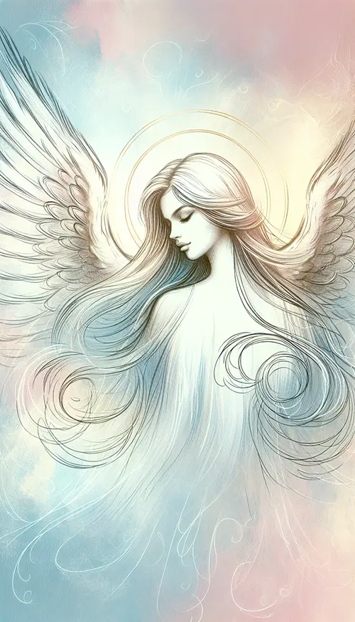 left profile sketch of angel