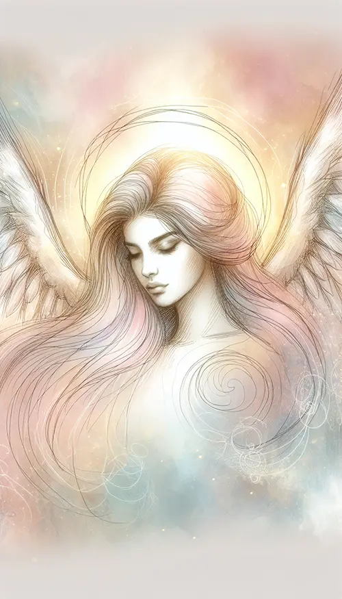 close-up facial profile sketch of angel