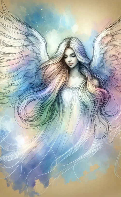 forward facing sketch of angel forward facing sketch of angel