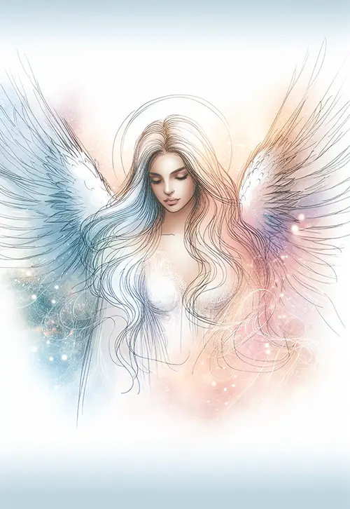 front facing sketch of angel front facing sketch of angel