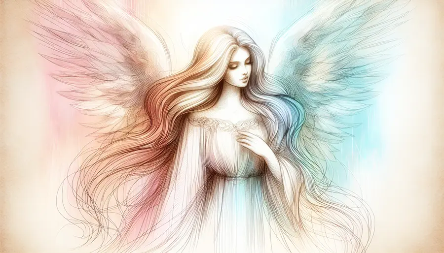 sketch of angel with wings outstretched sketch of angel with wings outstretched