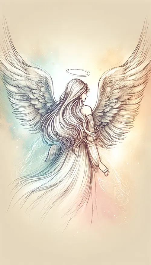 sketch of angel facing away sketch of angel facing away